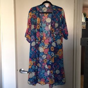 LULAROE Shirley in Sheer Blue Floral - M